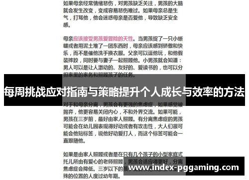 每周挑战应对指南与策略提升个人成长与效率的方法