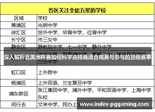 深入解析北美洲杯赛如何科学选择最适合观赛与参与的顶级赛事