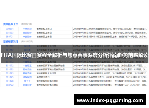 FIFA国际比赛日赛程全解析与焦点赛事深度分析指南趋势前瞻解读